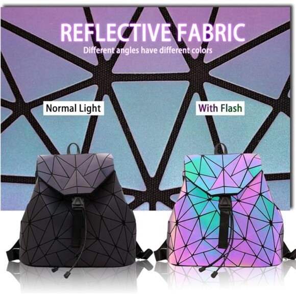 Geometric Backpack Geometries Glow Large Purse Backpack Geometrical Luminous Bag - Picture 2 of 14